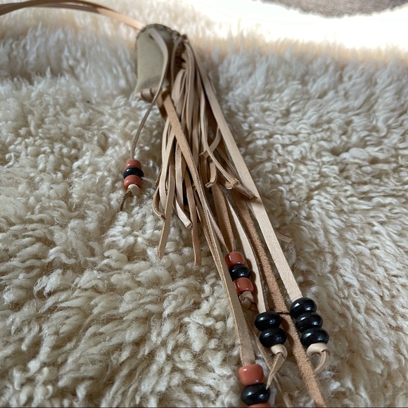 HANDMADE Suede and Deerskin Tan Leather Firekeeper Lighter Holder Necklace - Picture 7 of 9